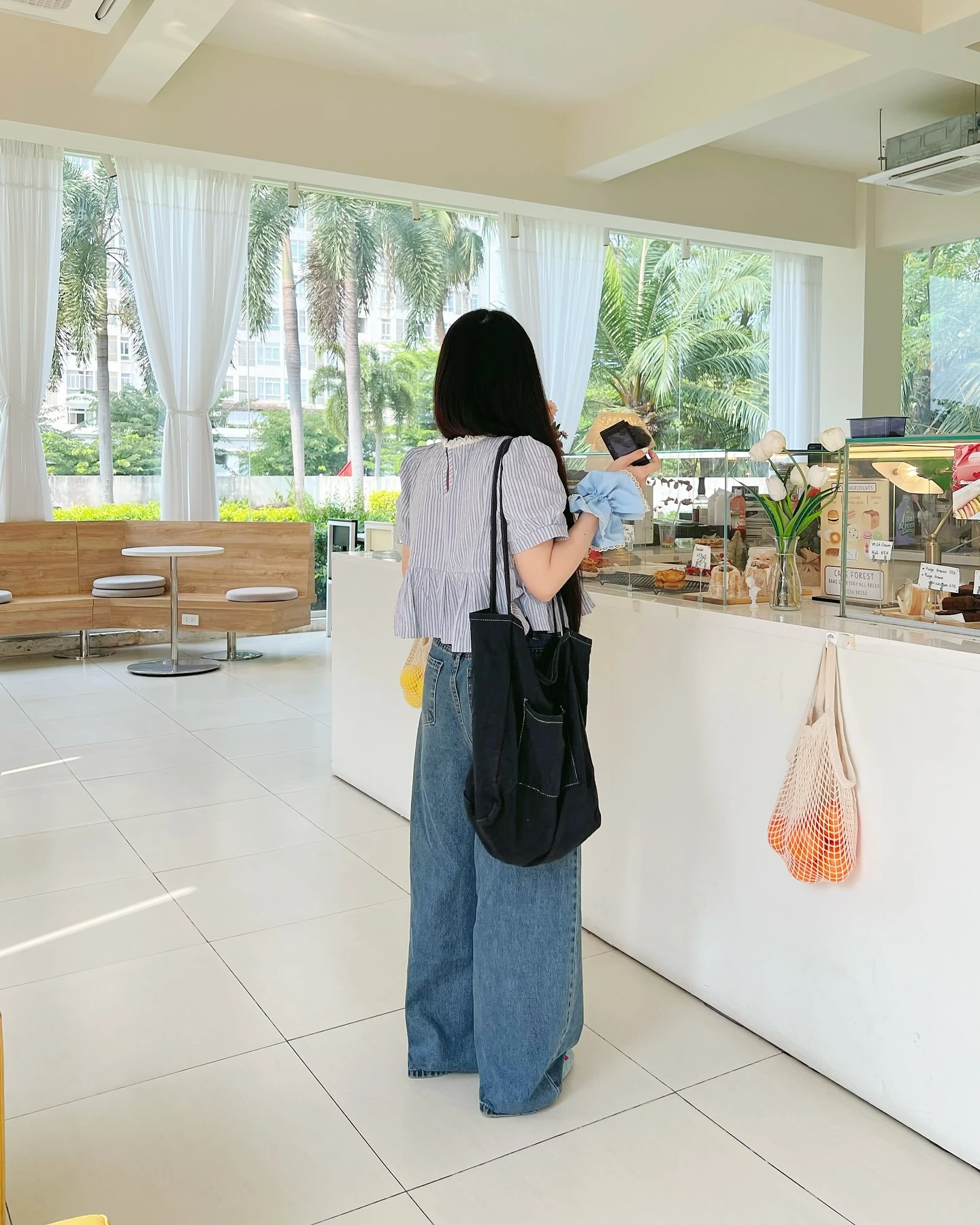 Áo babydoll sọc xanh