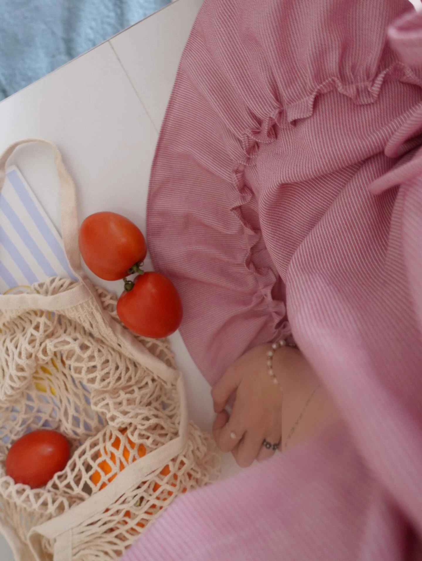 Đầm babydoll hồng kẻ sọc line bèo