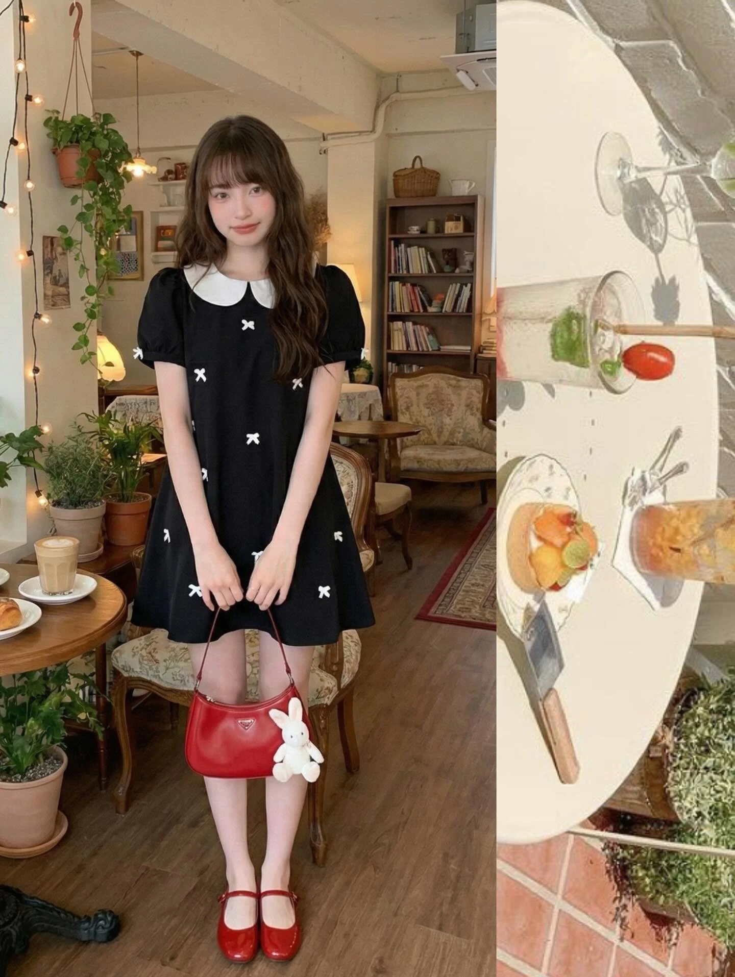 Đầm babydoll đen full nơ