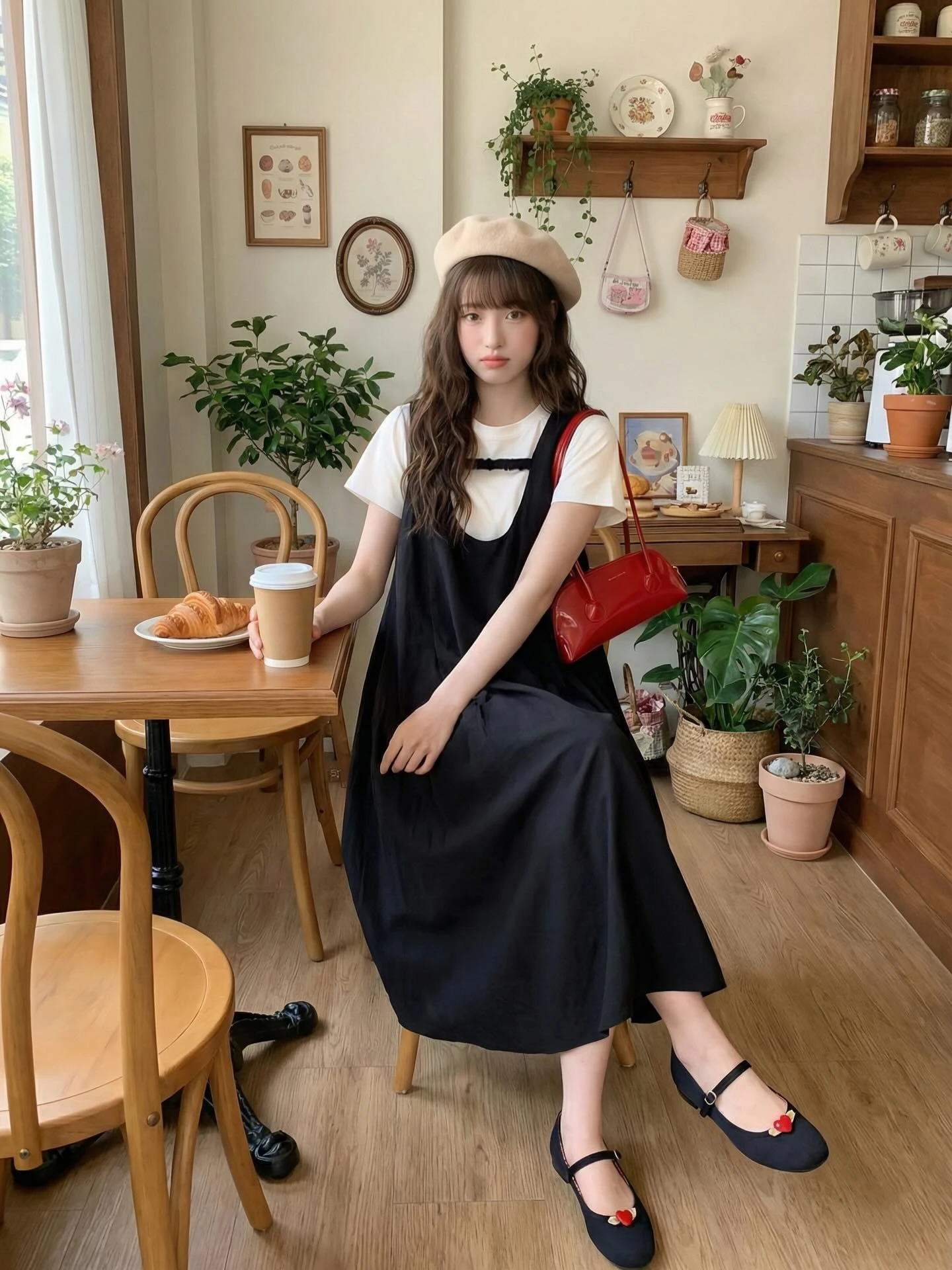 Set babydoll yếm đen phối kem