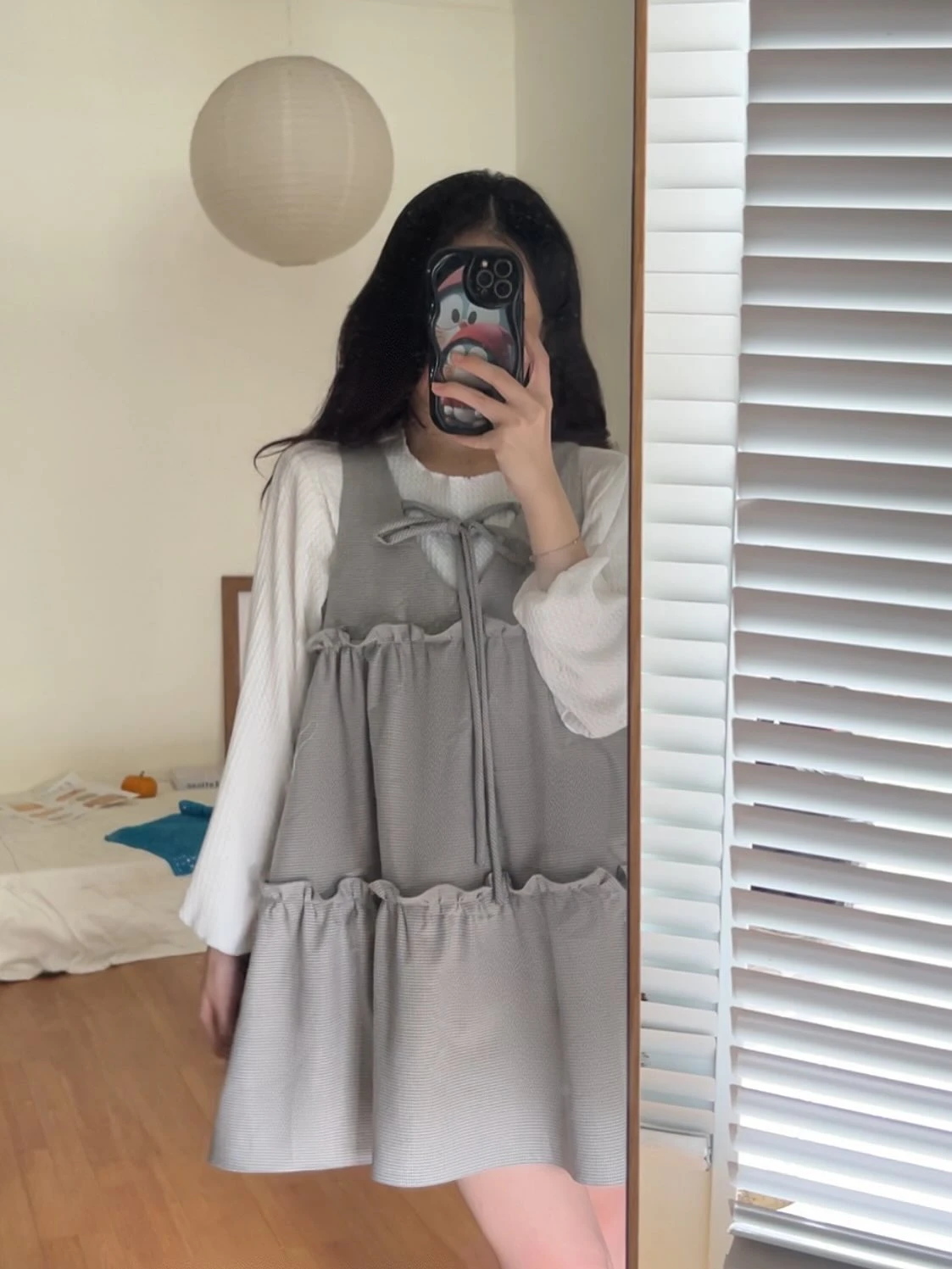 Set babydoll áo thun tay dài yếm 3 tầng