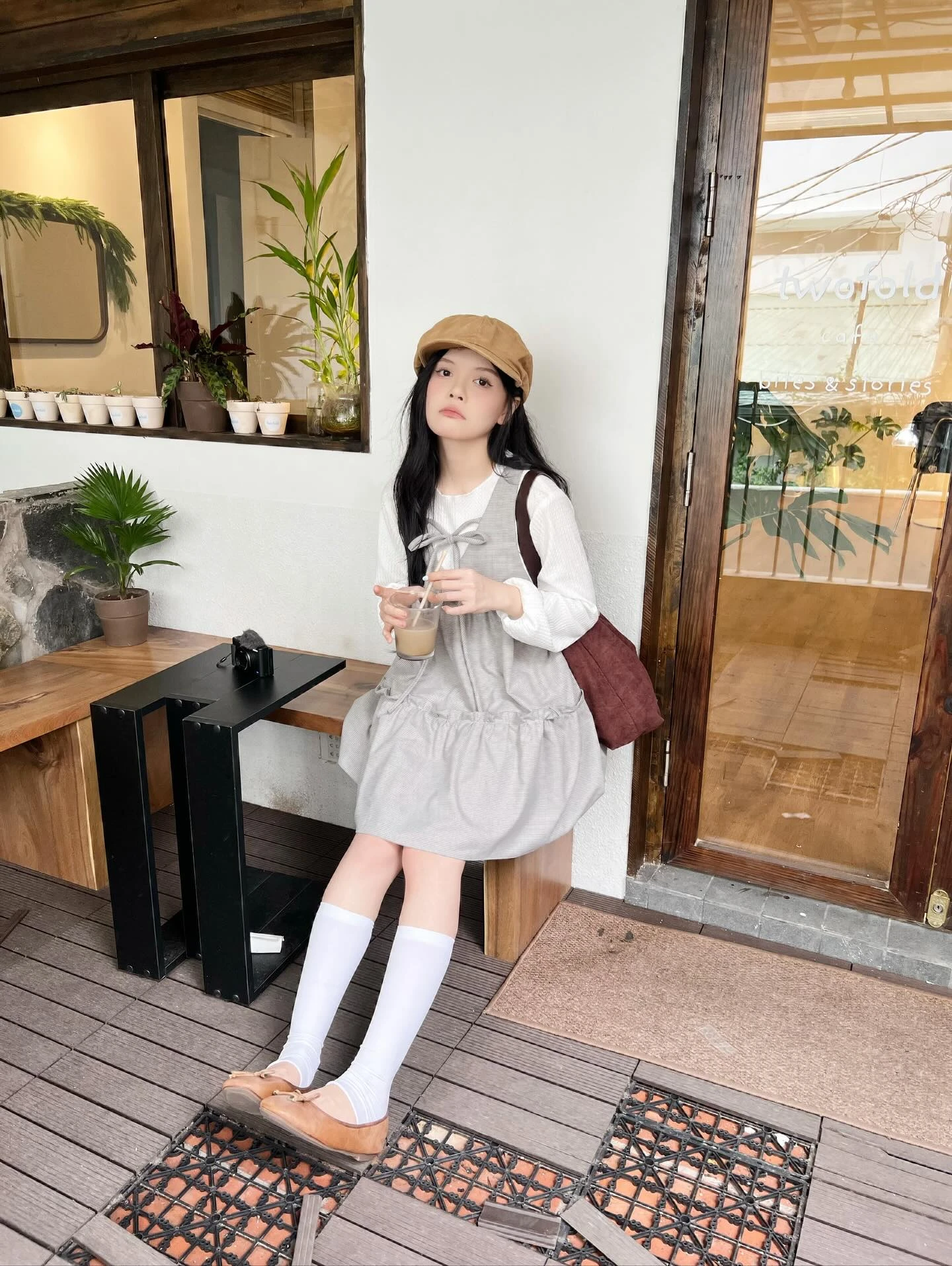 Set babydoll áo thun tay dài yếm 3 tầng