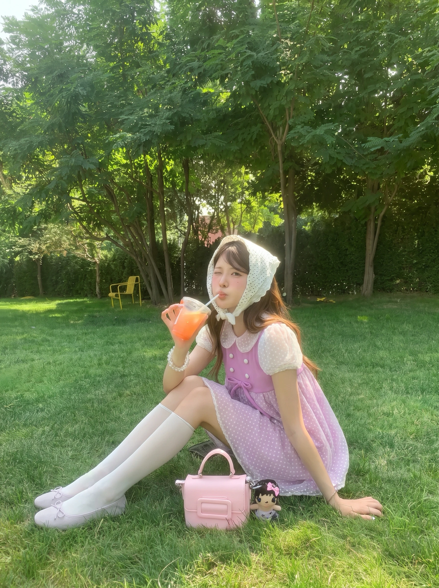  Đầm babydoll tím phối ren 