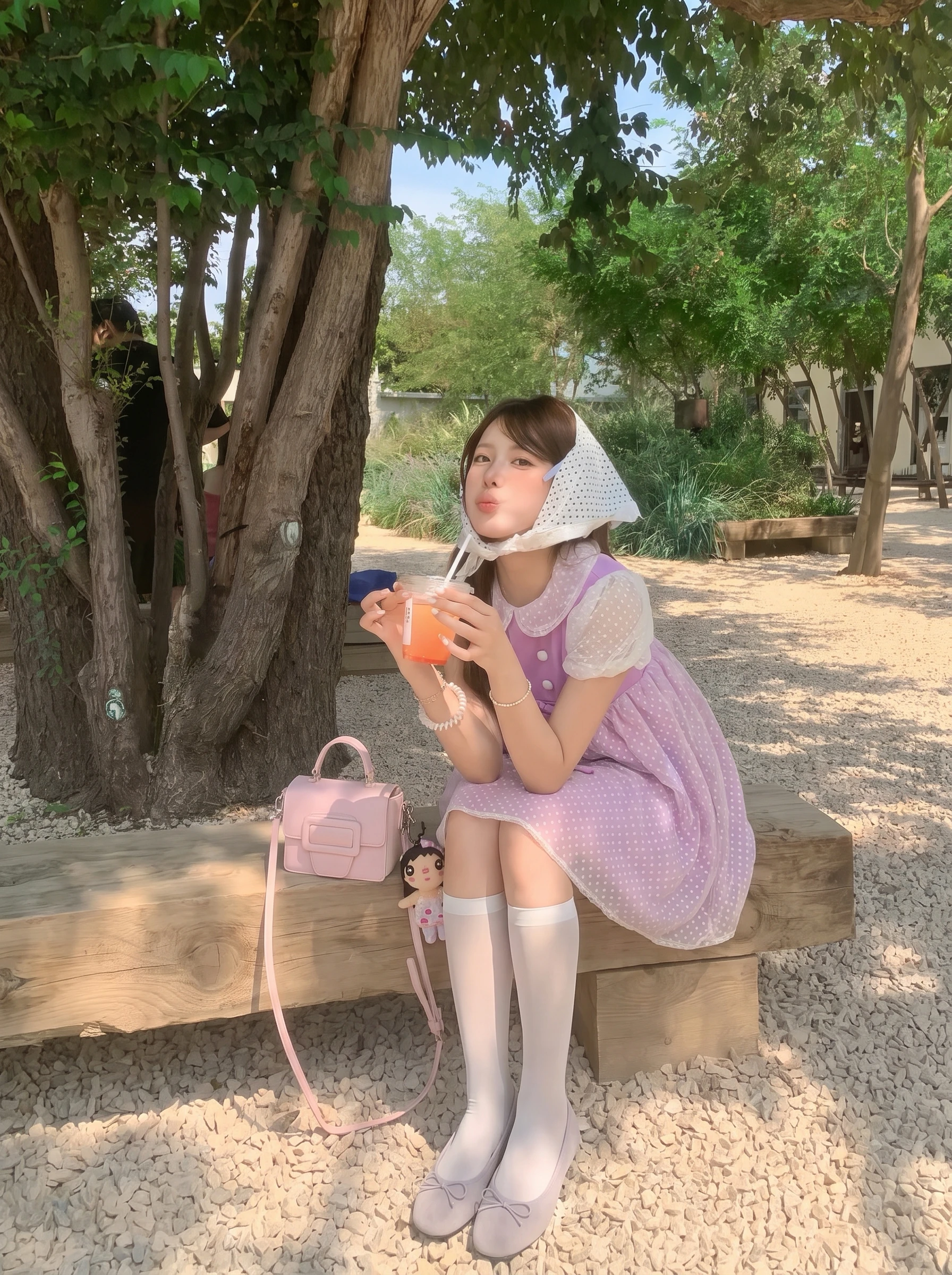 Đầm babydoll tím phối ren